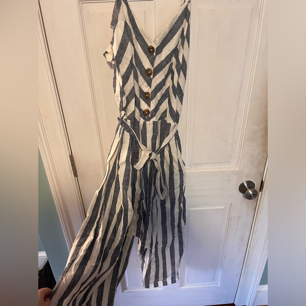 Kensie jeans White and blue striped romper